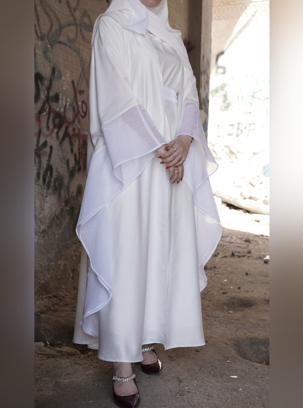 ⁦Bridal white abaya⁩ - الصورة ⁦3⁩